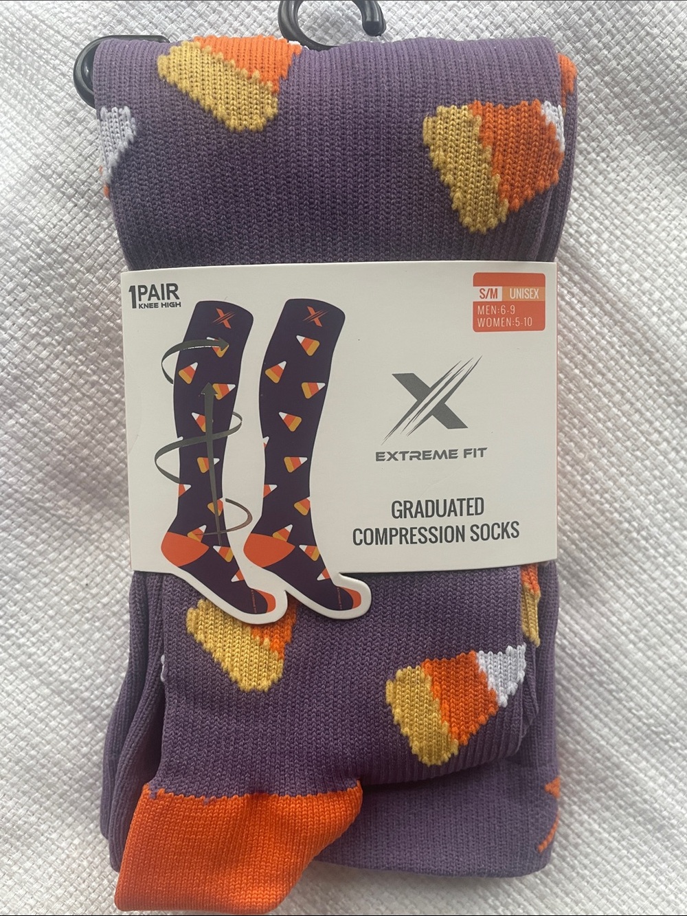 Candy Corn Halloween Knee-High Compression Socks 15-20mmHg unisex size S/M New